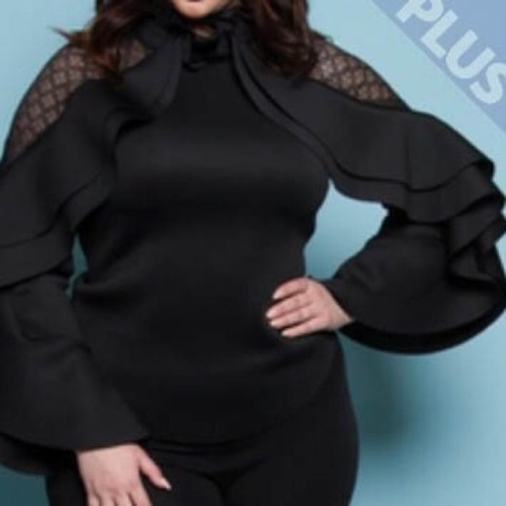 The Orchid Scuba Blouse - Black